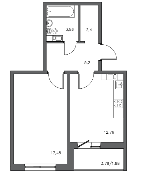 1-к квартира, 44 кв. м, Оренбург, проспект Победы, 153