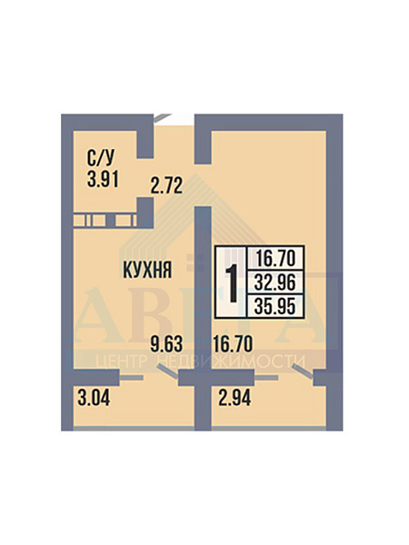 1-к квартира, 36 кв. м, Оренбург, проспект Победы, 151/1