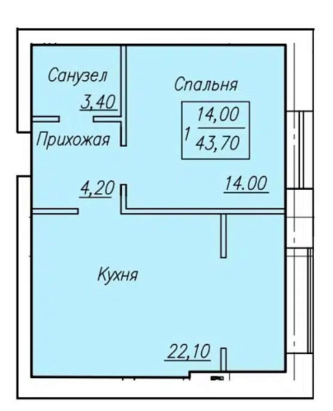 1-к квартира, 43 кв. м, Оренбург, улица Ростошинская, дом 64
