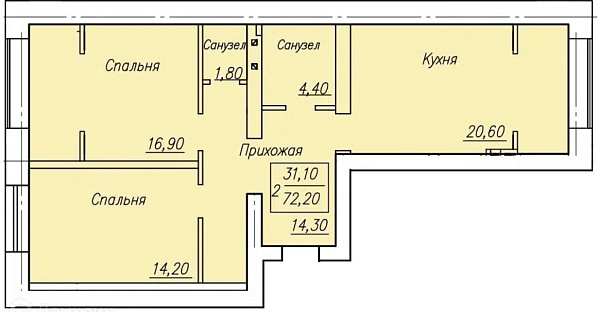 3-к квартира, 71 кв. м, Оренбург, улица Ростошинская, дом 64